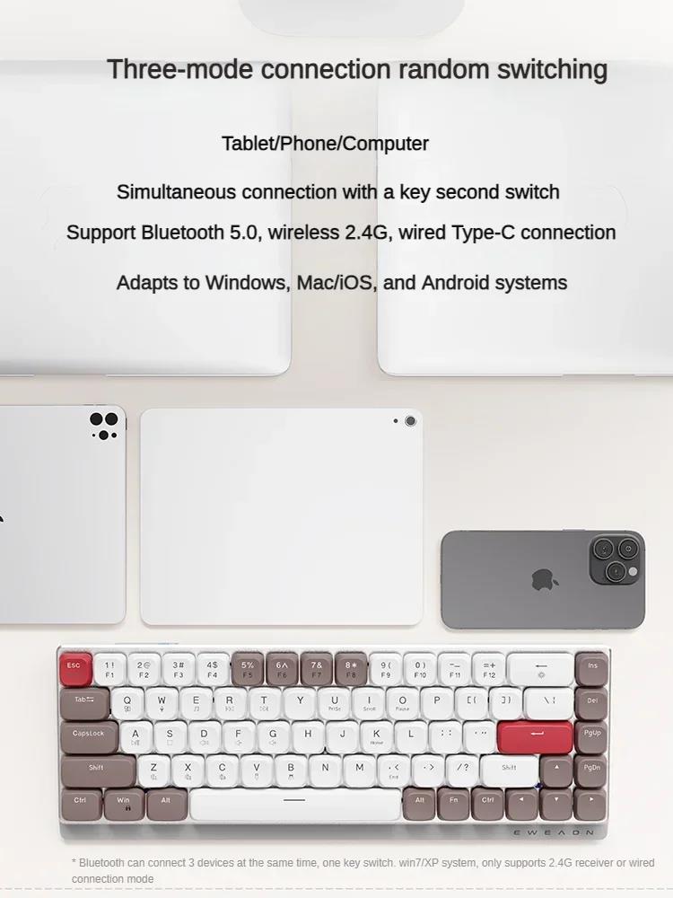 EWEADN MK68 Mechanical Keyboard Wireless Bluetooth 3-Mode Mini Mute 68keys PBT Keycaps Office Gaming Keyboard Mouse Set PC Gift. 