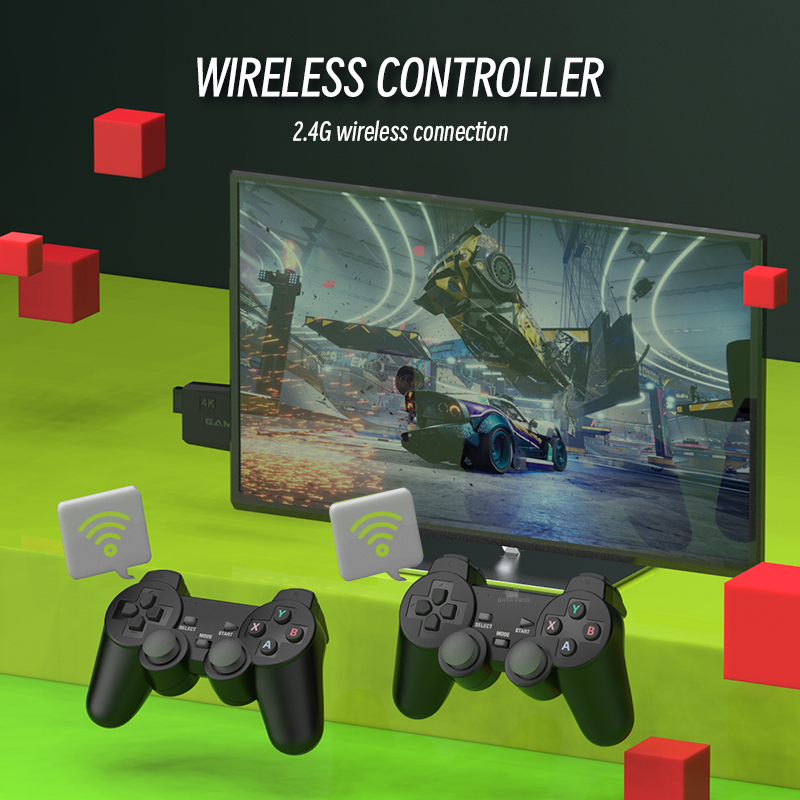 Data Frog 4K TV Retro Video Game Console Y3 Lite 10000+ Games for FC/SFC/GBA Game Stick Wireless Handheld Prefix 2 Joystick. 
