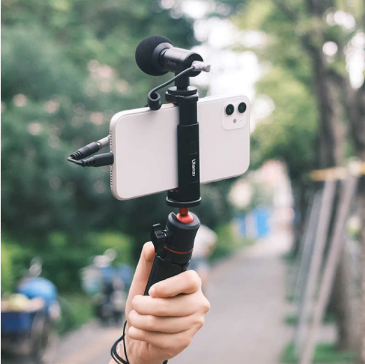 Ulanzi ST-19 Portable Phone Mount Phone Holder Clamp Clip With Cold Shoe 1/4'' Tripod Mount Mic Fill Light Vlog Accessories. 