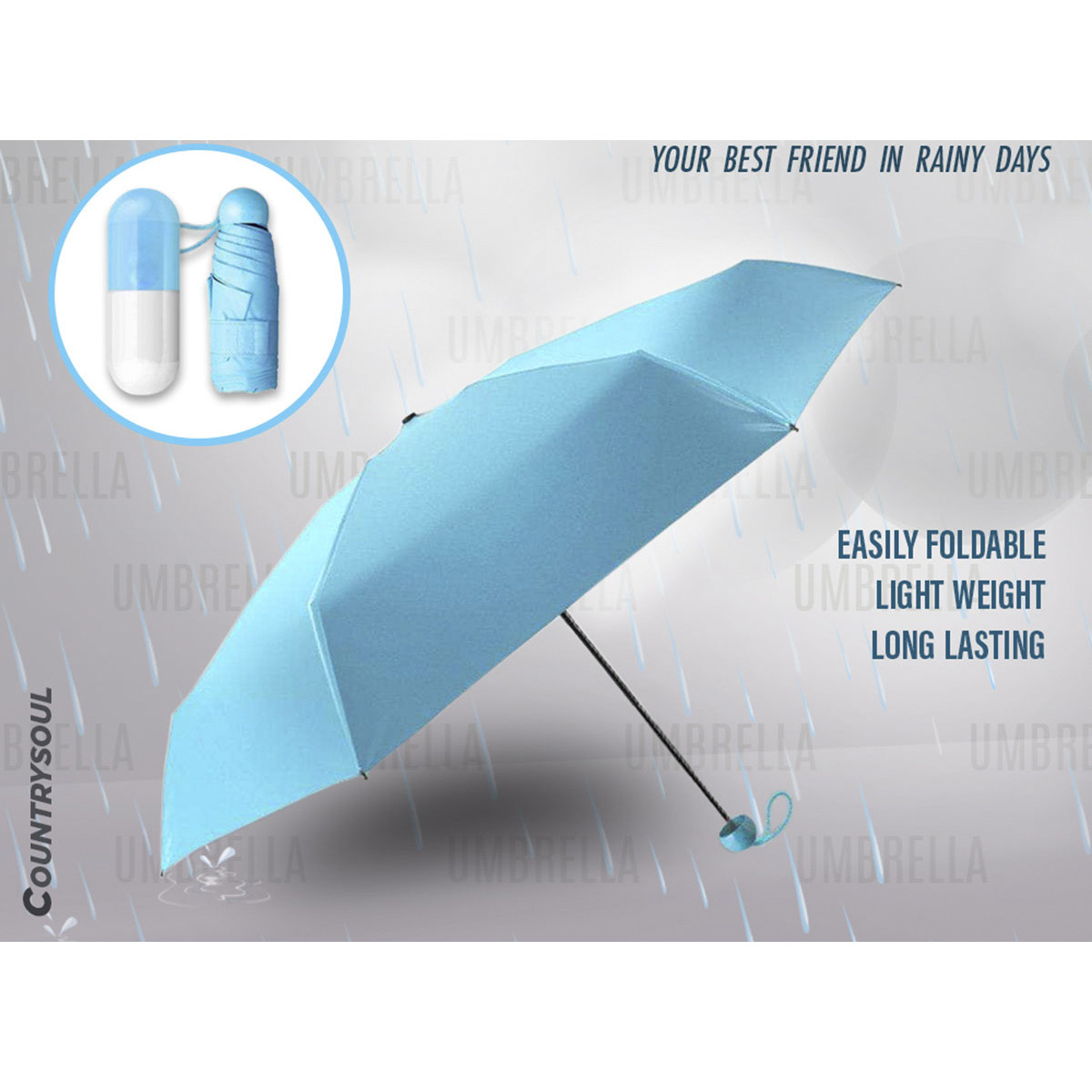 1 Pc Colorful, Stylish & Fashionable Capsule Umbrella For Men, Women, UV Protected