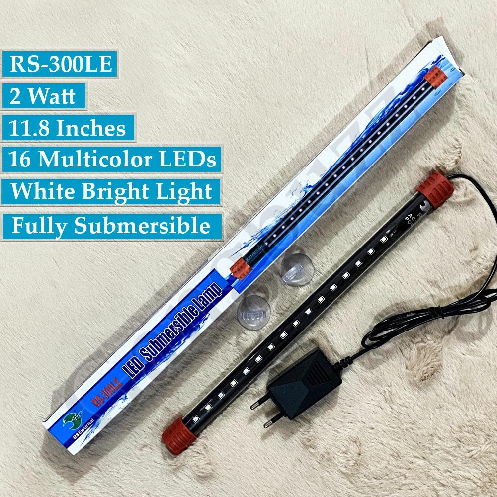 RS Submersible Aquarium LED Light (12 inch To 24 Inch) - 4 Variations - Multicolor Underwater Lights For Both Freshwater and Seawater Tanks. 
