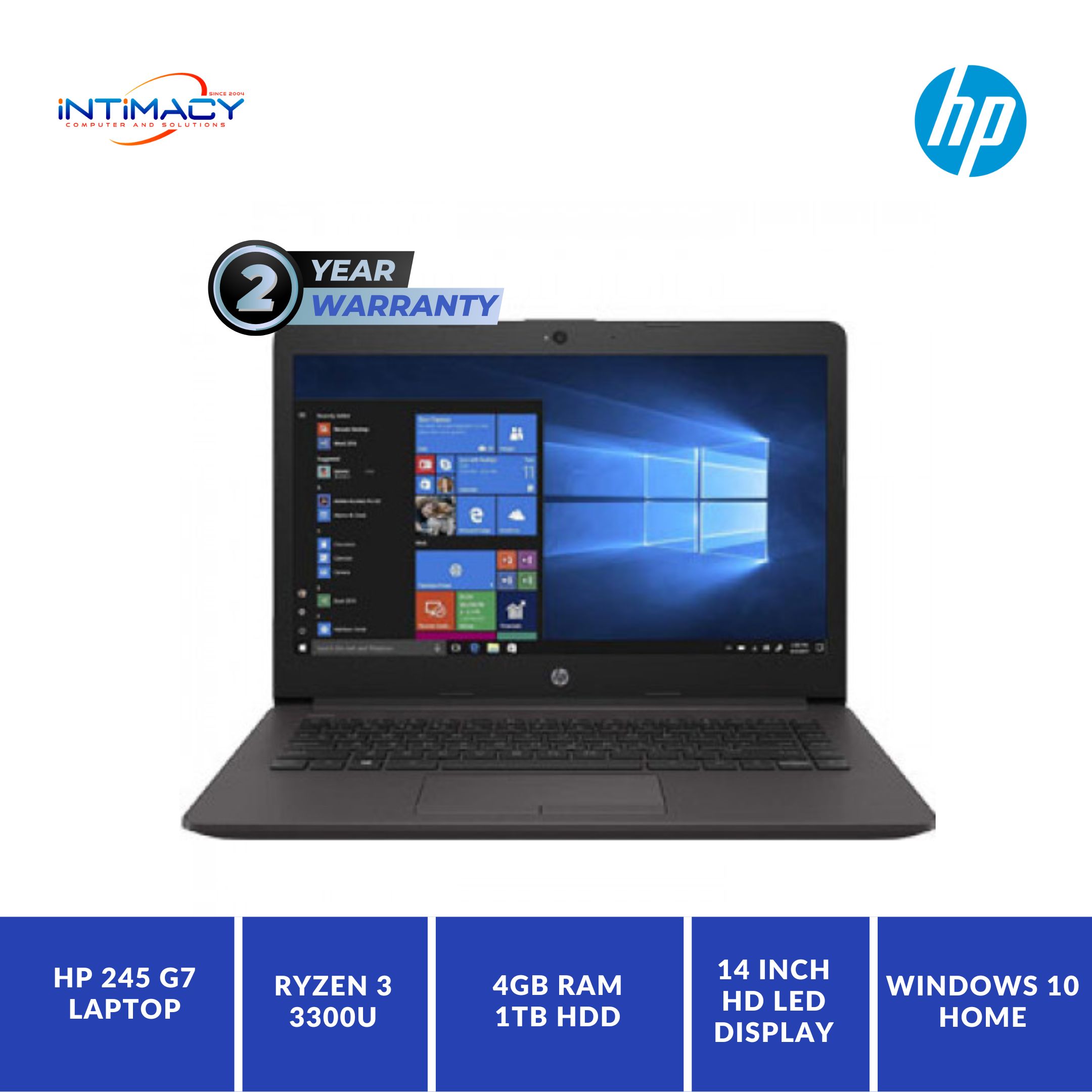 HP 245 G7 AMD Ryzen 3 4GB RAM 1TB HDD 14 Inch HD Laptop