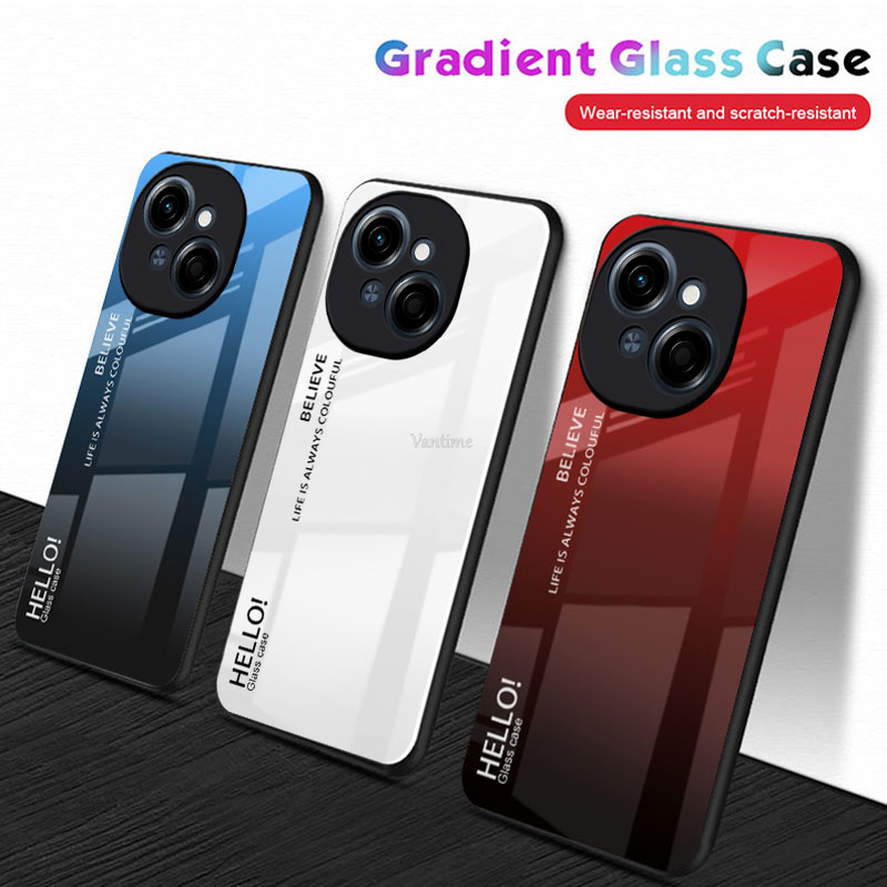 Vantime for Tecno Spark Go 1 4G Case Gradient Phone Back Hard Glass Cover. 