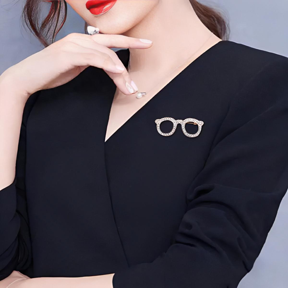 Women men's suit shirt buttonhole clothes collar pin Glasses brooch