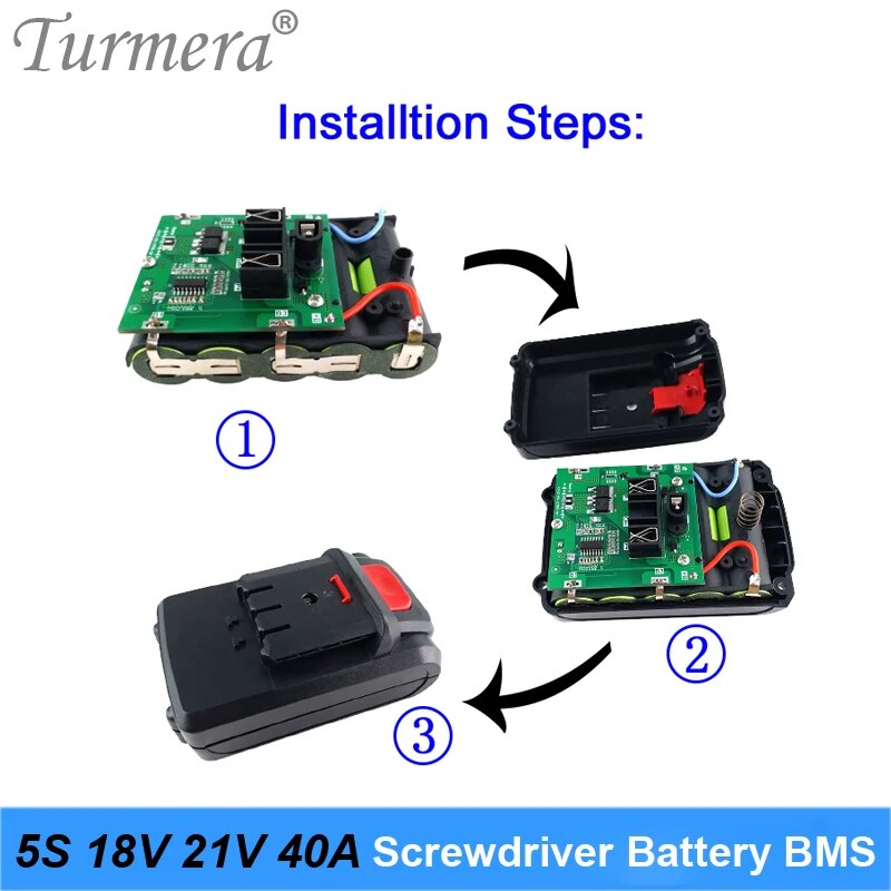 Turmera 5S 18V 21V 30A BMS Lithium Battery Board with Balance for 20V 24V Screwdriver Drill and Vacuum Cleaner Battery Pack Use. 