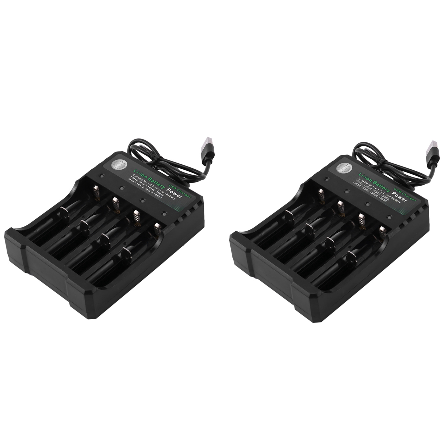 2X Rechargeable 4-Slot Charger Li-Ion USB Smart Fast Charger for 18350 18500 18650 Aaa Li-Ion
