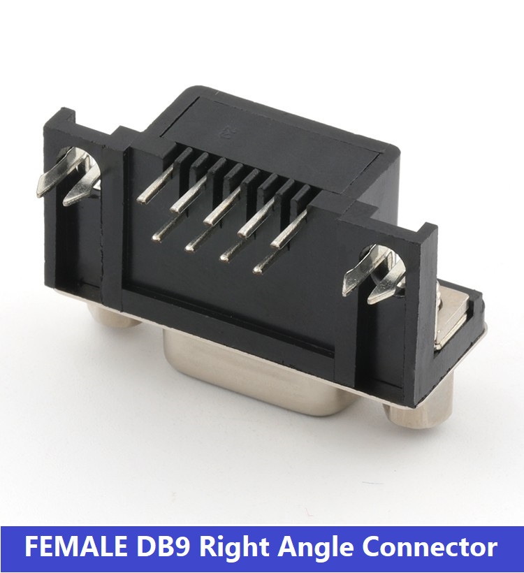 FEMALE 90 Degree DB9 PCB Right Angle 5.08mm Type D Sub Connector Female DB9 2 Row 9 Pin Female VGA DB9 Connector DB9 RS232 Connector DB9 Female Connector. 