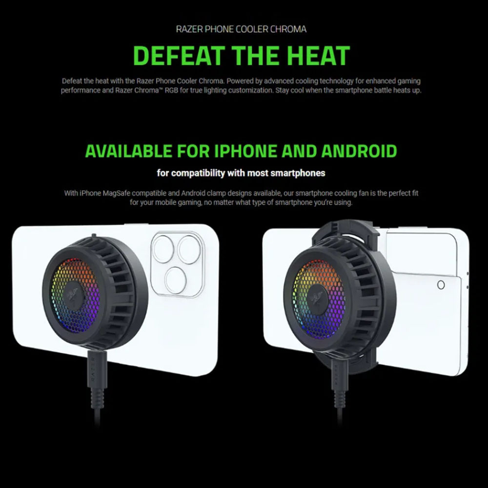 Razer Phone Cooler Chroma Smartphone Cooling Fan for IOS with Razer Chroma RGB - FRML Packaging. 