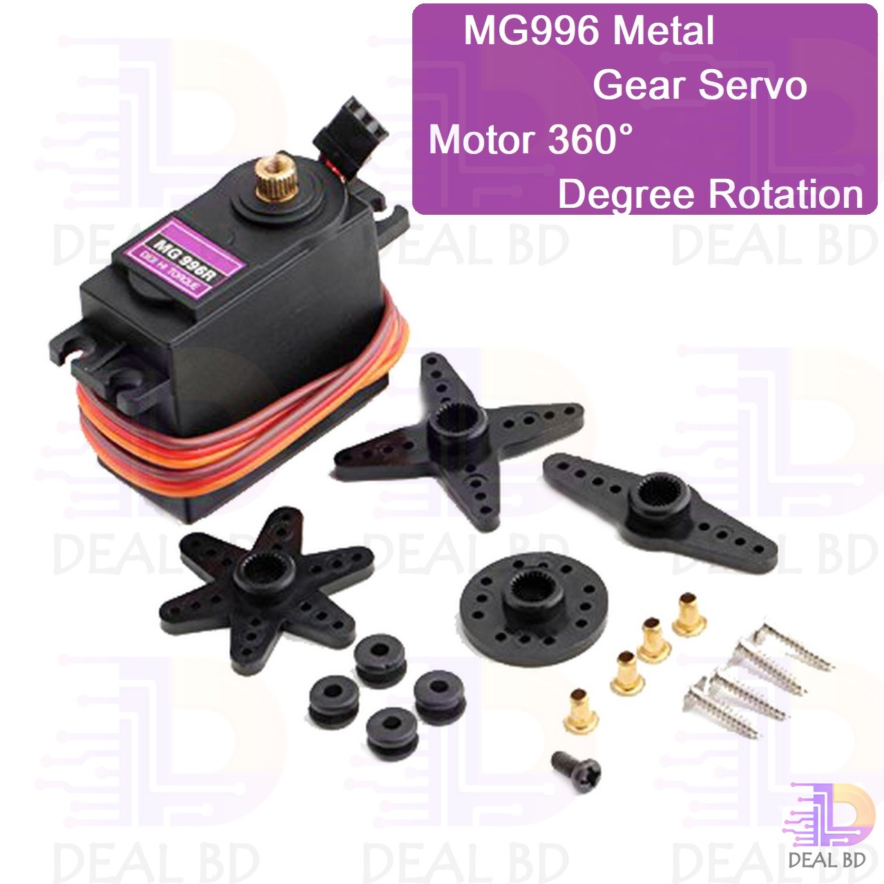 MG996R MG996 MG-996 360 Degree Servo Motor Large Torque DC 4.8V 7.2V Metal Gear Servo Motor 360° Degree Rotation Standard Quality With Cables Wire For Arduino DIY. 