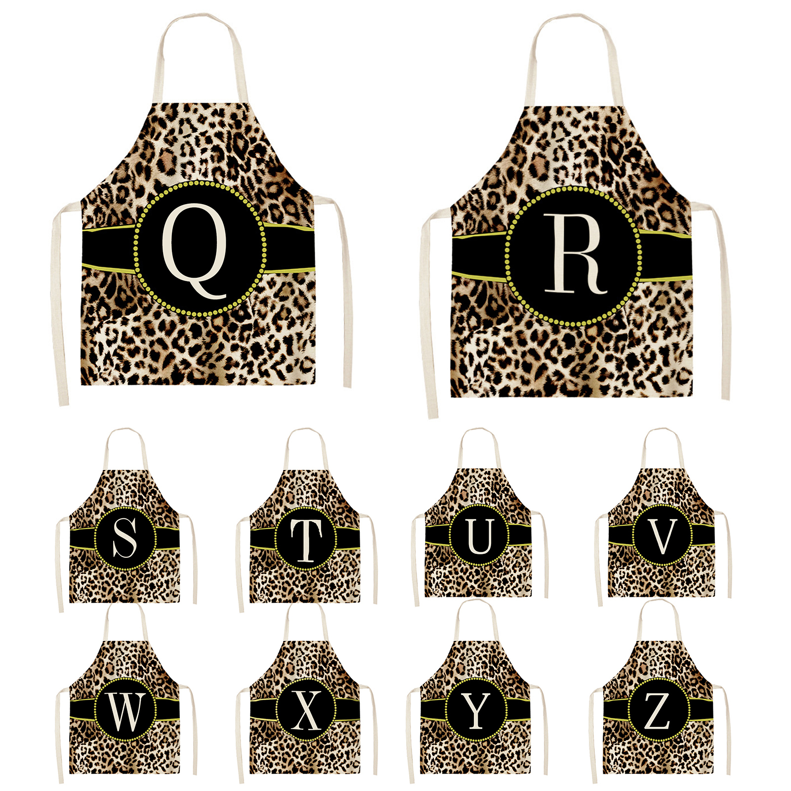 Kitcn Apron Anti-fading Leopard English Letter Pattern Cf Apron. 