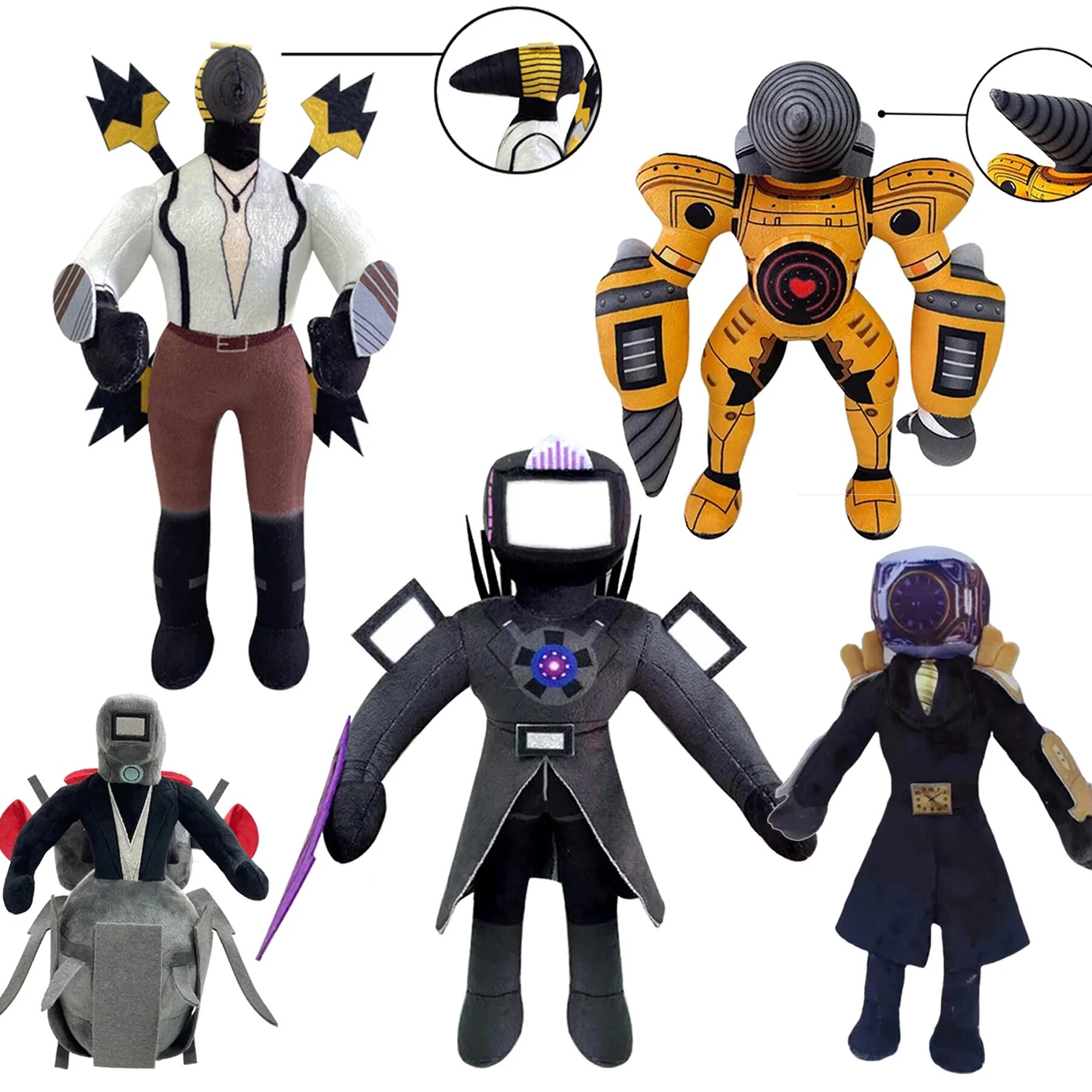 Skibidi Toilet Titans TV Man Speakerman Cameraman Plush Toy Titans Drill Man Clock Speaker Man Camera Man Plushie Soft Toy. 
