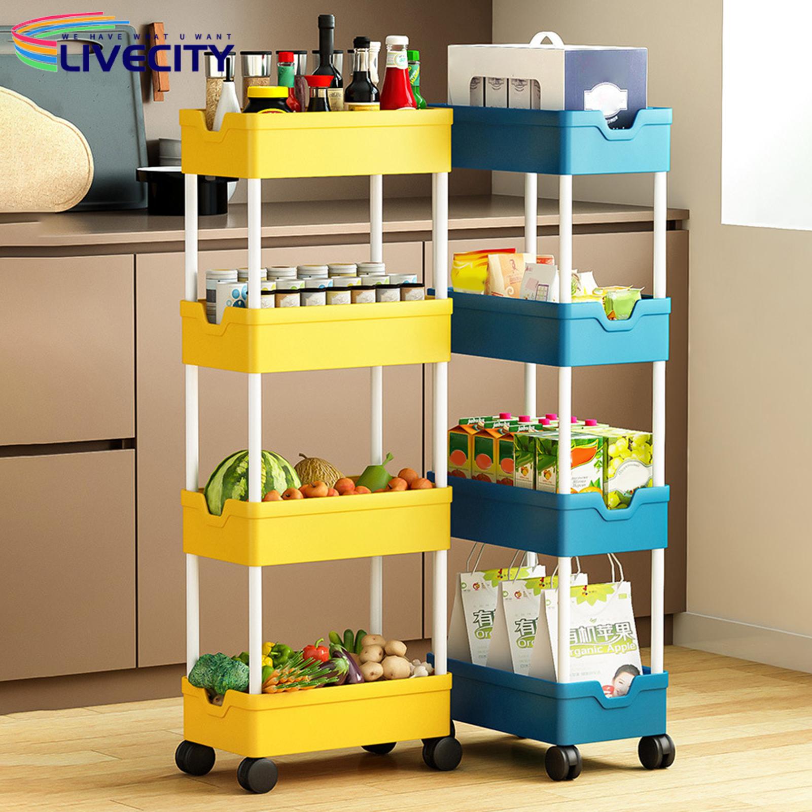 Four-tier Rolling Cart Versatile 4-tier Rolling Cart with 360-degree Wheels Space-saving Storage Shelf for Southeast Asian Buyers Book Storage Cart