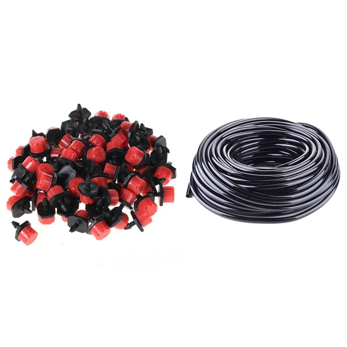 200 Pcs Adjustable Irrigation Sprinkler Drip Irrigation System & 1 Roll 50M 4/7mm Hose Drip Garden Irrigation System