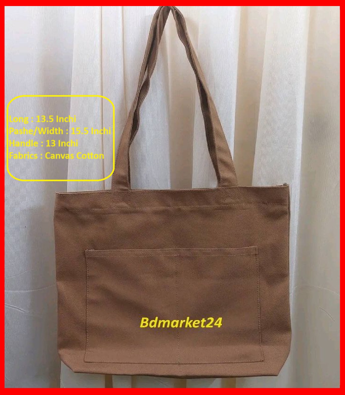 Canvas Tote Bag with Outside Pocket Exclusive Design Shopping Bag