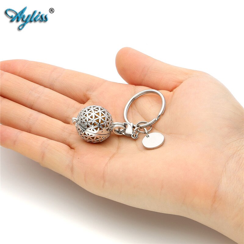 【Alizeker Mall】Ayliss Locket Pendant Essential Oil Diffuser Keychain Lava Stone Beadsof7 Chakra Stainless Steel Key Ring. 