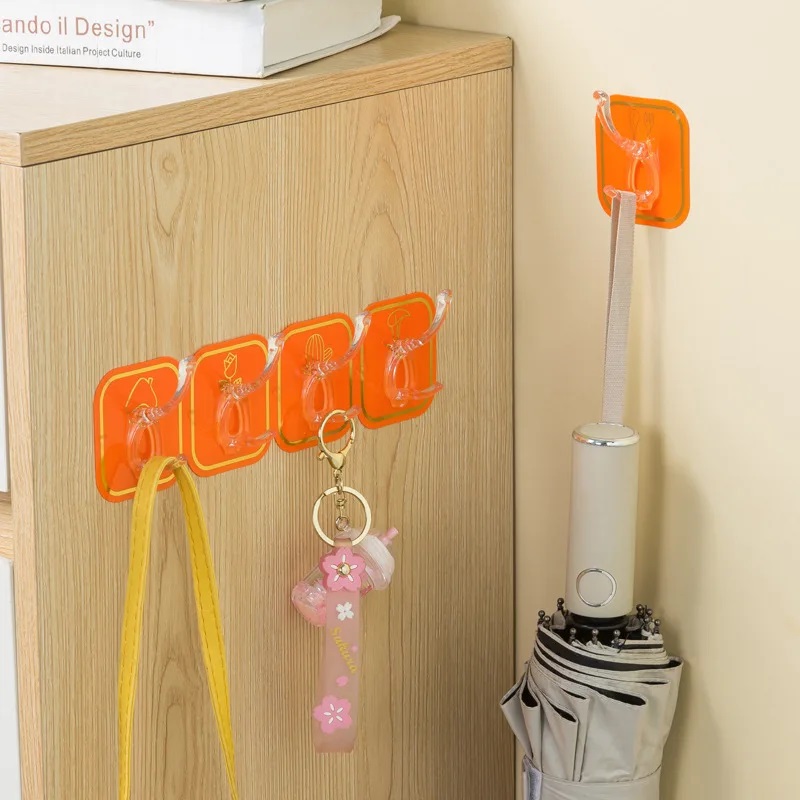 6pcs Heavy Duty Waterproof Sticky Hooks: Clear and Discreet Wall Hooks for Bathroom, Kitchen, and Office Tapestries & Hangings. 