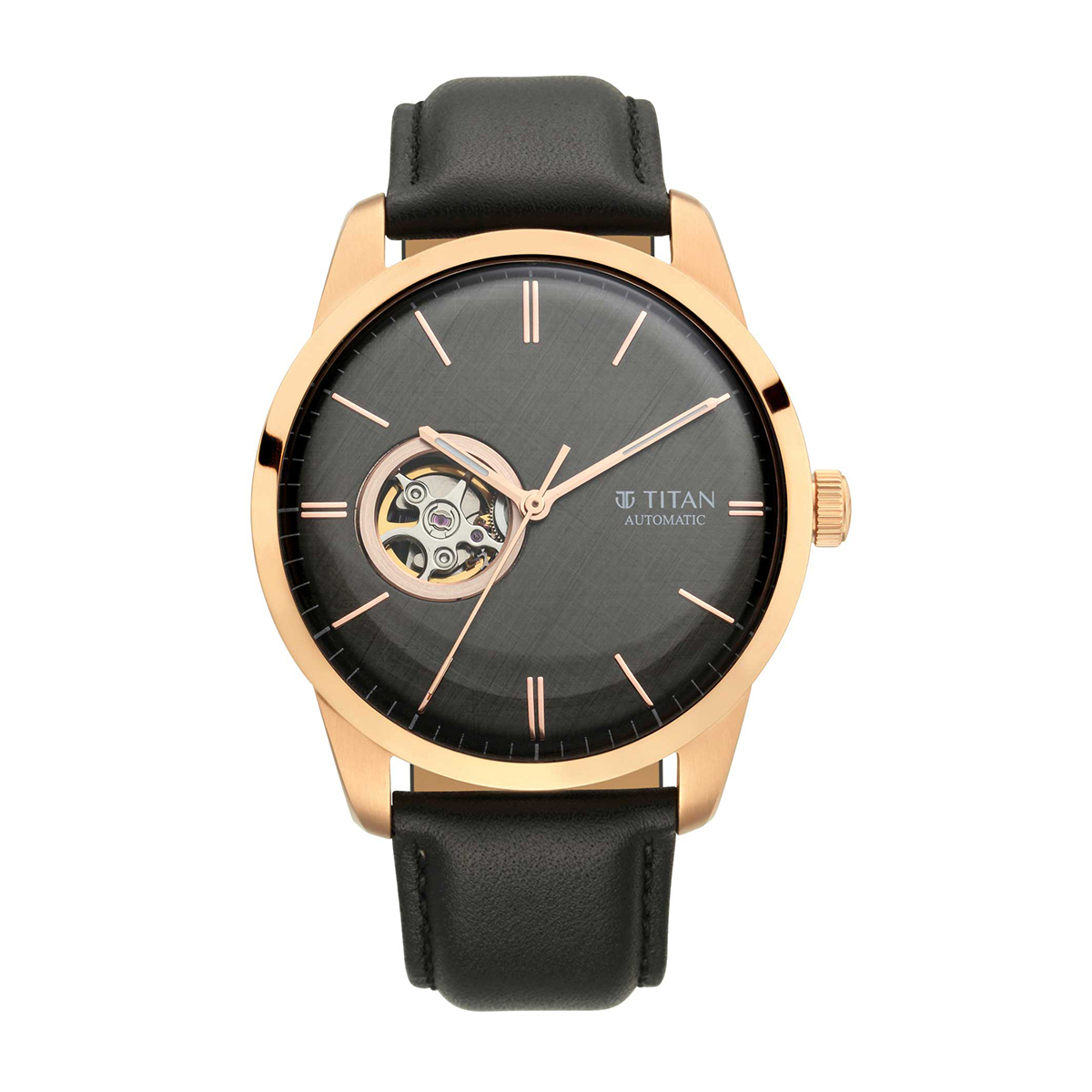 Titan 90126WL03 Black Open Heart Automatic Watch