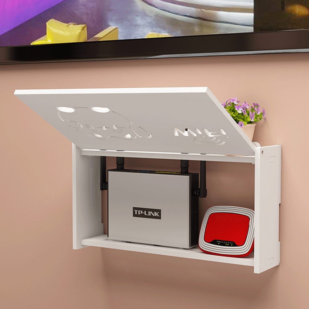 Wireless Wifi Router Storage Box Wall Hanging PVC Panel Shelf Plug Board Bracket Cable Storage Organizer Home Decor. 