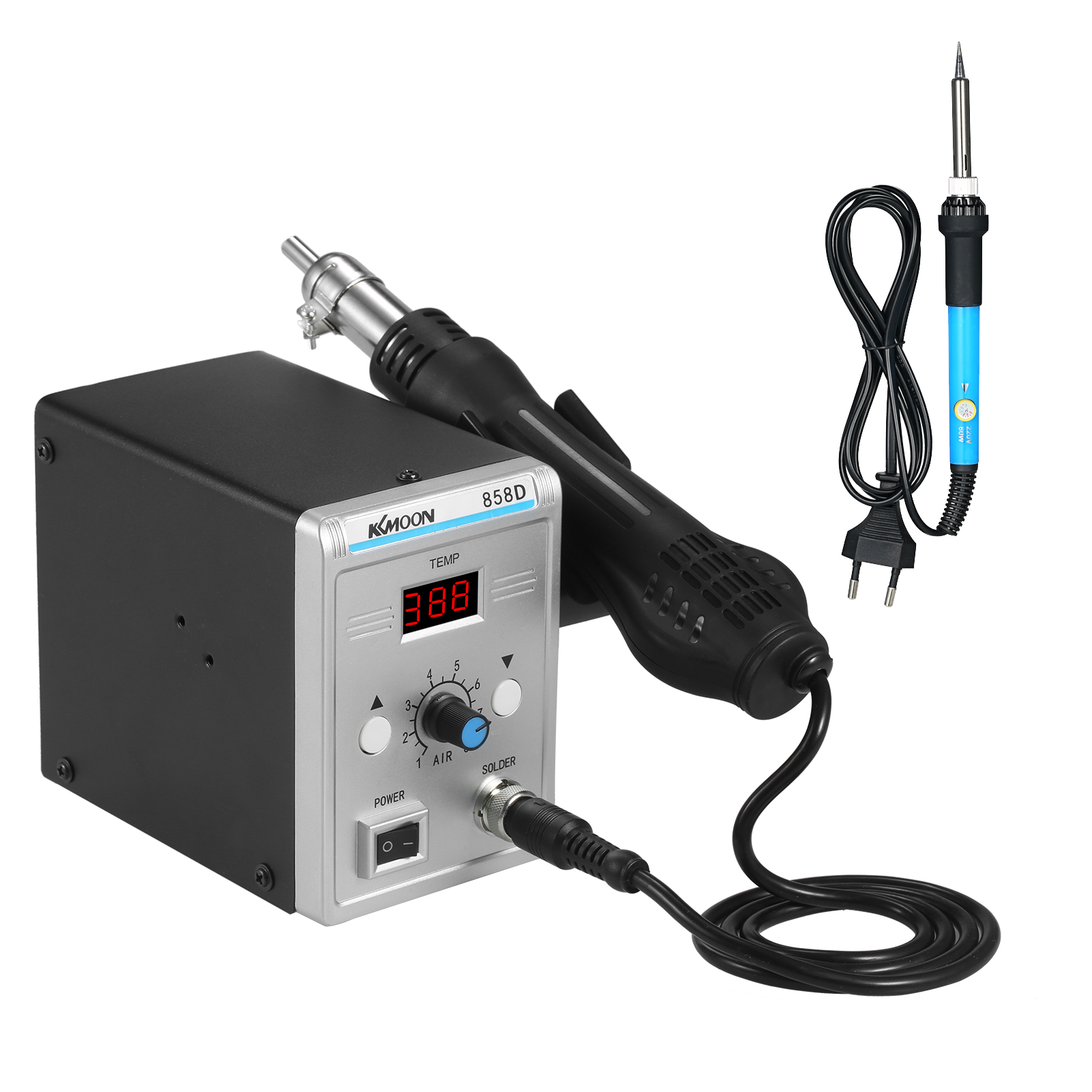 KOGEEK 700W High Power Soldering Station LED Digital Solder Iron Desoldering Station BGA Rework Solder Station Hot Air G-un + Electric Iron Set for SMD SMT DIP. 