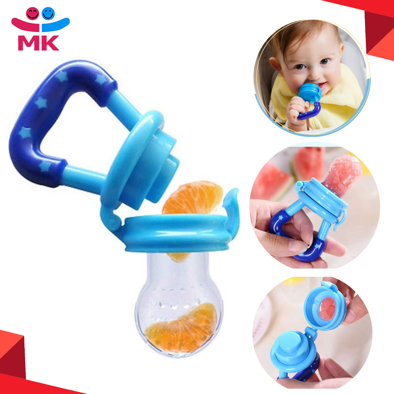 Baby Fresh Food Feeder BPA Free Fresh Fruit Silicone PP Nipple Toy Reusable Pacifier Blue