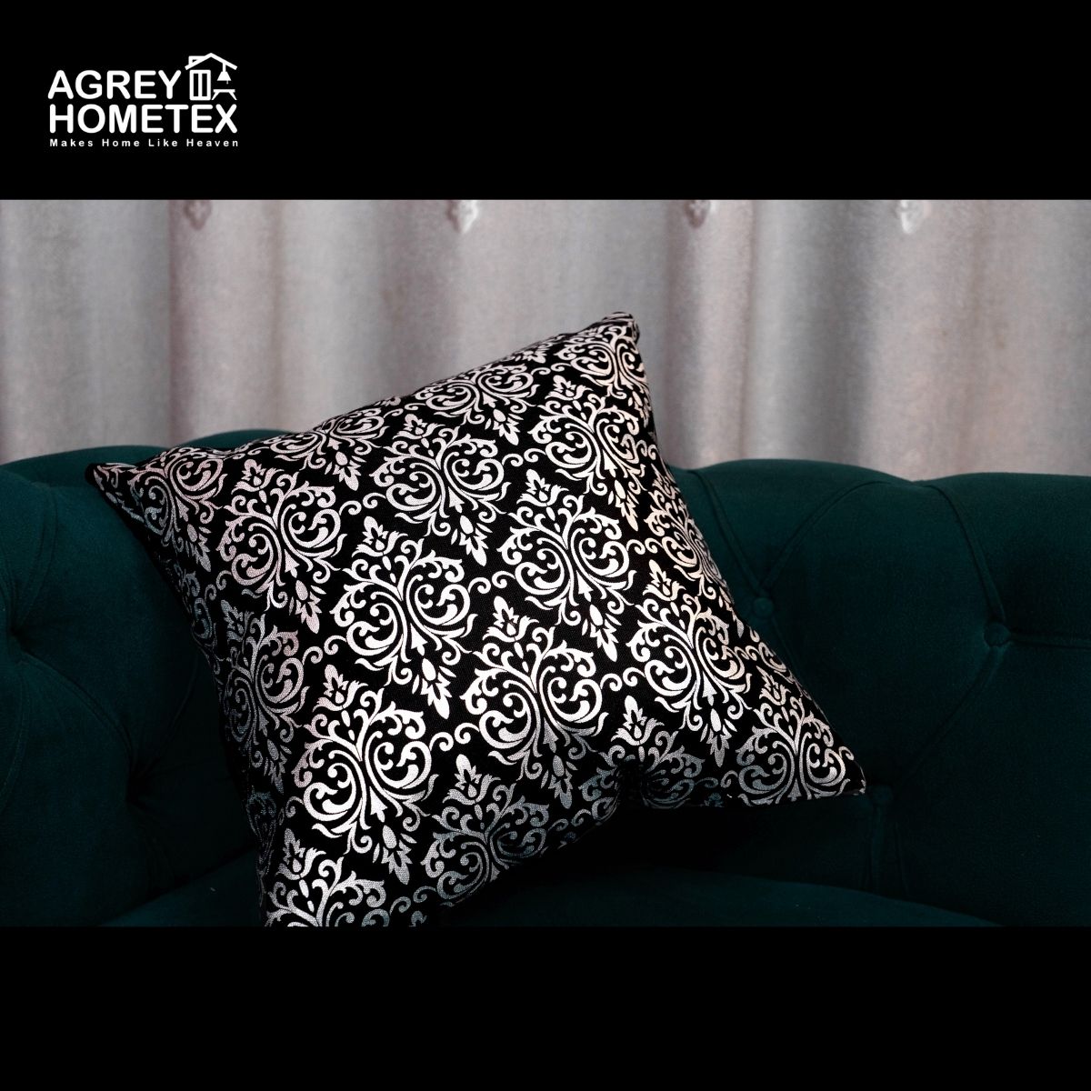 Silver Sparkle Cushion Cover, Silver & Black, (18"x18") Only Cover