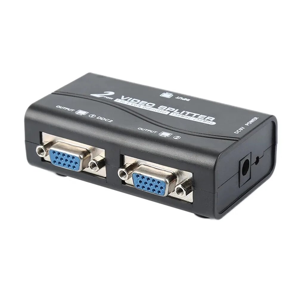 1 PC to 2 Monitor 1 to 2 Split Screen VGA Splitter Video Splitter Duplicator Adapter with USB cable. 
