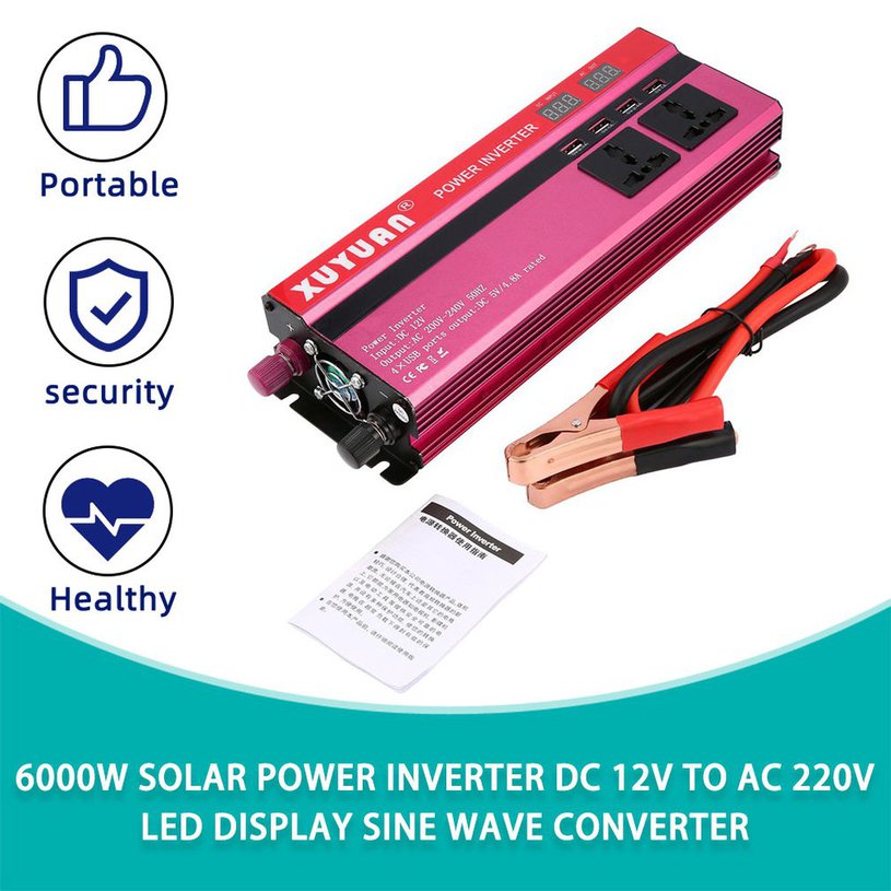 LALA 6000W Solar Power Inverter  12V to  220V LED Display Sine Wave Converter. 
