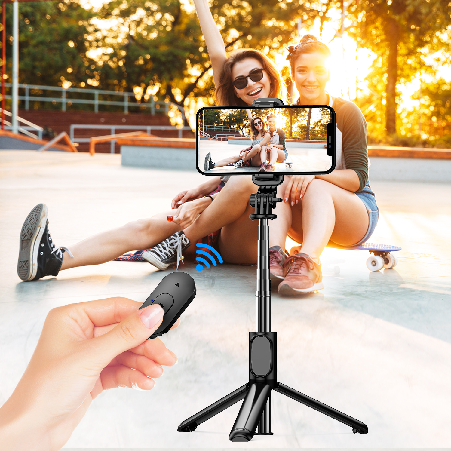 Versatile 37-Inch Q07 - S03 Flexible Selfie Stick Tripod Stand with Bluetooth Remote Control for Phone Camera Capture Perfect Shots. 