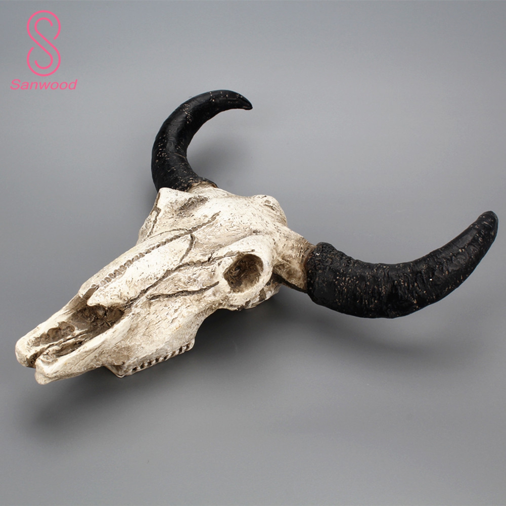 Resin Fake Cow Skull Horn Wall Hanging Ornament Crafts Bar Restaurant Decoration. 