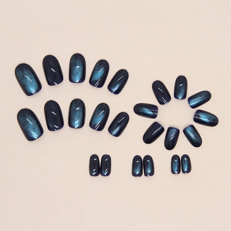 Cat Eye Nail Nails 3D Short Nails Set Press On Manicure Artificial Nail Tips Elegant Flase Nails Fingernails. 