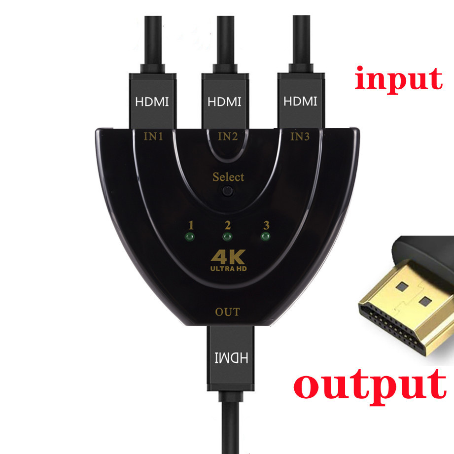 CUANFEN 4K 2K 3x1 HDMI Cable Splitter HD 1080P Video Switcher Adapter 3 Input 1 Output Port HDMI Hub for Xbox PS4 DVD HDTV PC Laptop TV. 