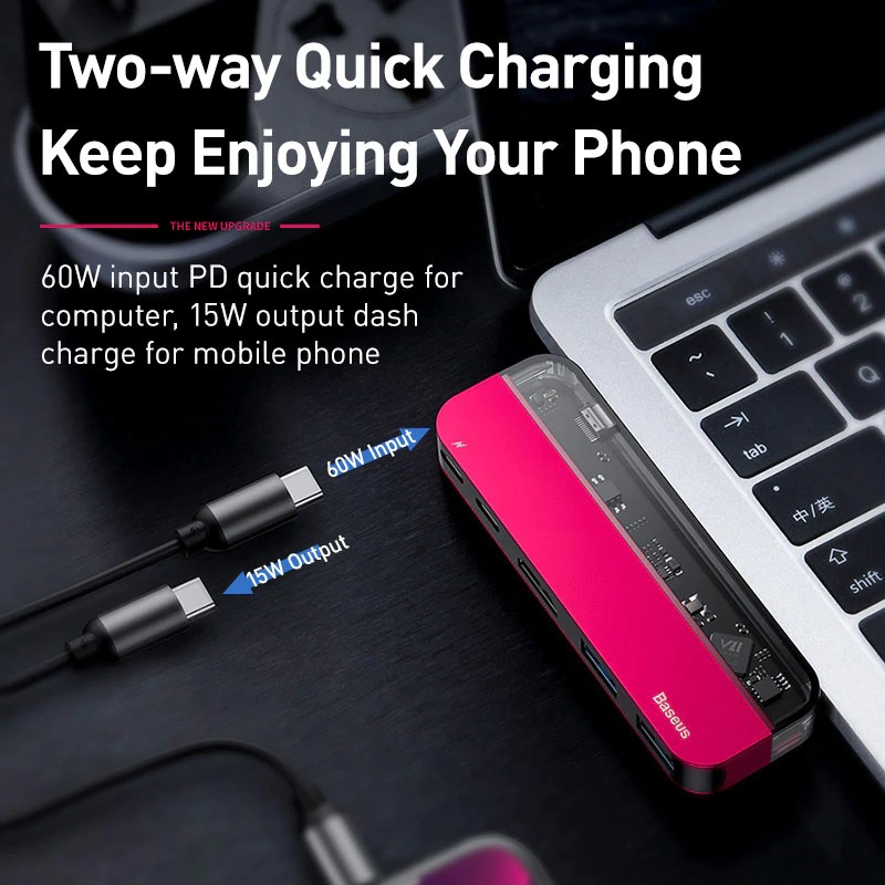 Baseus USB C HUB 5 port to Multi HDMI-compatible USB 3.0 USB HUB for MacBook. 
