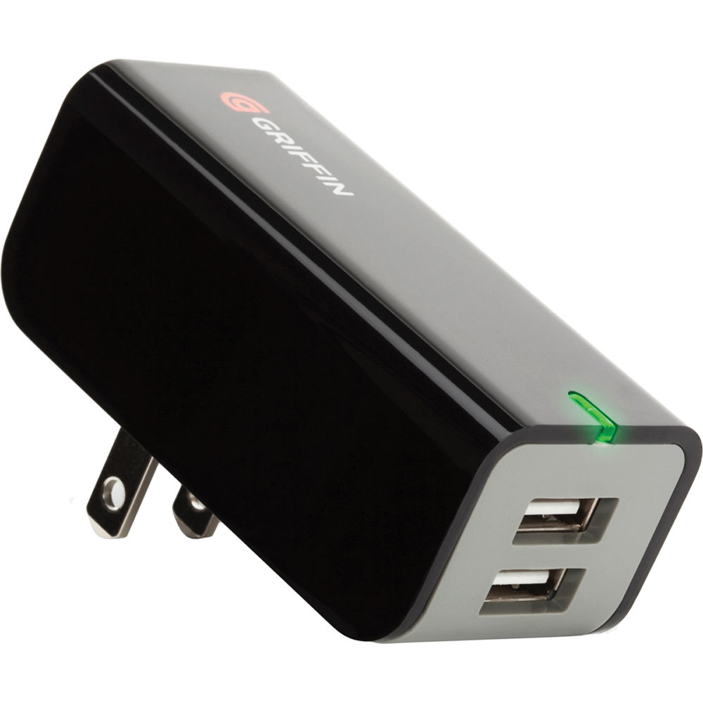 GRIFFIN POWERBLOCK DUAL UNIVERSAL CHARGER ADAPTER FOR MP3 PLAYERS AND USB DEVICES (BLACK). 