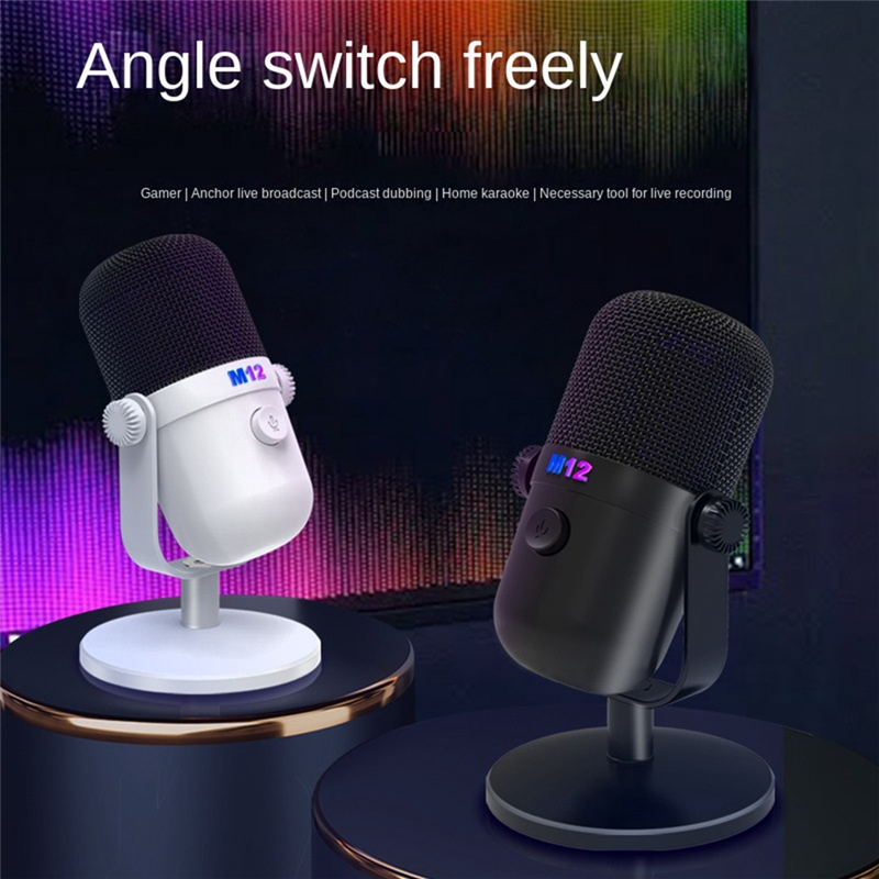 Gaming USB Condenser Microphone Mic with RGB Light/Buttons Mute for PC Gaming Recording Streaming Easy Install Black. 
