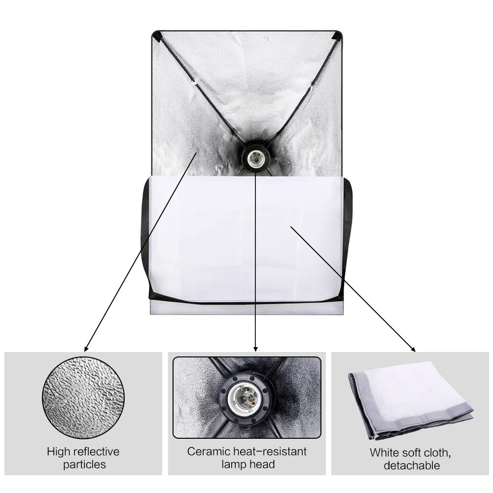 Photography Background Frame Support Softbox Lighting Kit Photo Studio Equipment Accessories With 3Pcs Backdrop And Tripod Stand. 