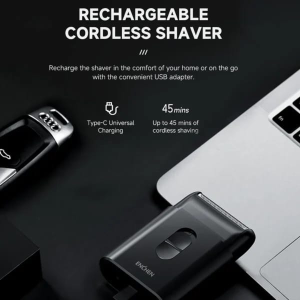 ENCHEN Mini Shaver MS003 – Ultimate Portable Electric Razor with High-Speed Motor & Dual Blades for a Perfect Shave Anywhere. 