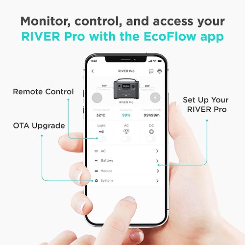 EcoFlow RIVER Pro Portable Power Station 720Wh Power Multiple Devices Recharge 0-80% Within 1 Hour for Camping RV. 