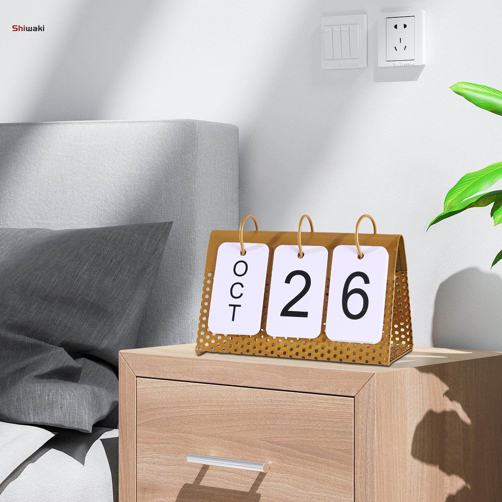 Creative Desktop Calendar Standing Iron Frame Tabletop Office Home Page Turning Decorative Simple. 