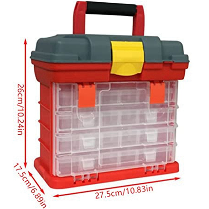 Multifunctional Storage Box Multipurpose Toolbox with 4 Layers and 72 Compartments Can Place Screws, Nuts and Wrenches Capacity Stool Carrying Handle. 