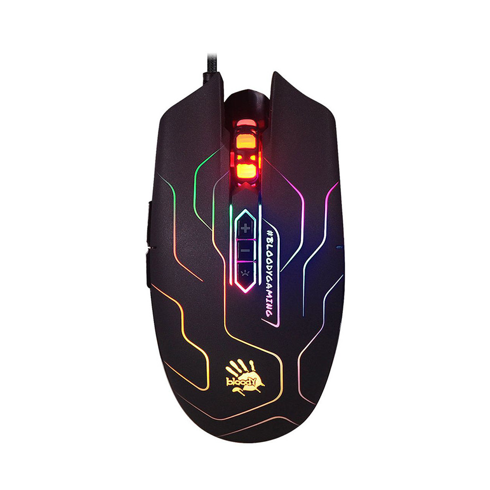 A4TECH BLOODY Q80 Neon X-Glide Gaming Mouse - 3200 CPI - AVAGO A3050 Gaming Engine - 1Ms Key Response - Black. 
