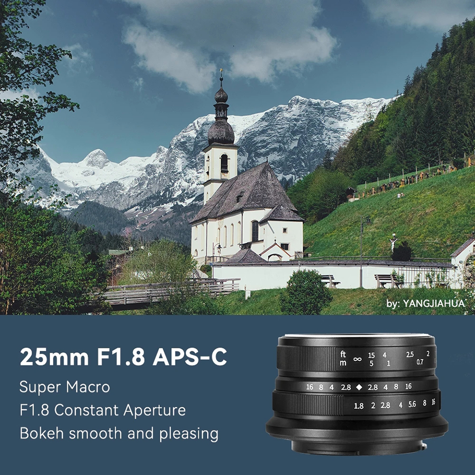 7artisans 25mm F1.8 APS-C Frame Large Aperture Wide Angle Prime Lens for Studio Photography with Sony E Zev-10 X Z M M43 Mount. 