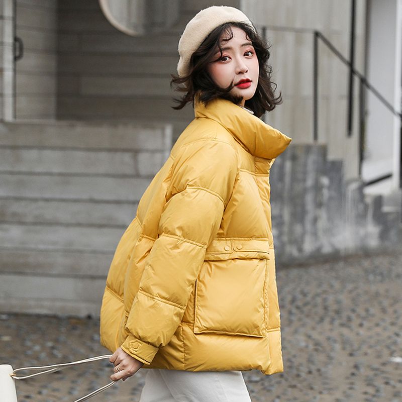 Korean Style Winter Women Down Jacket Oversize Loose Hooded Female Puffer  Jackets Short Padded Solid Womens Down Coat - Beige,M