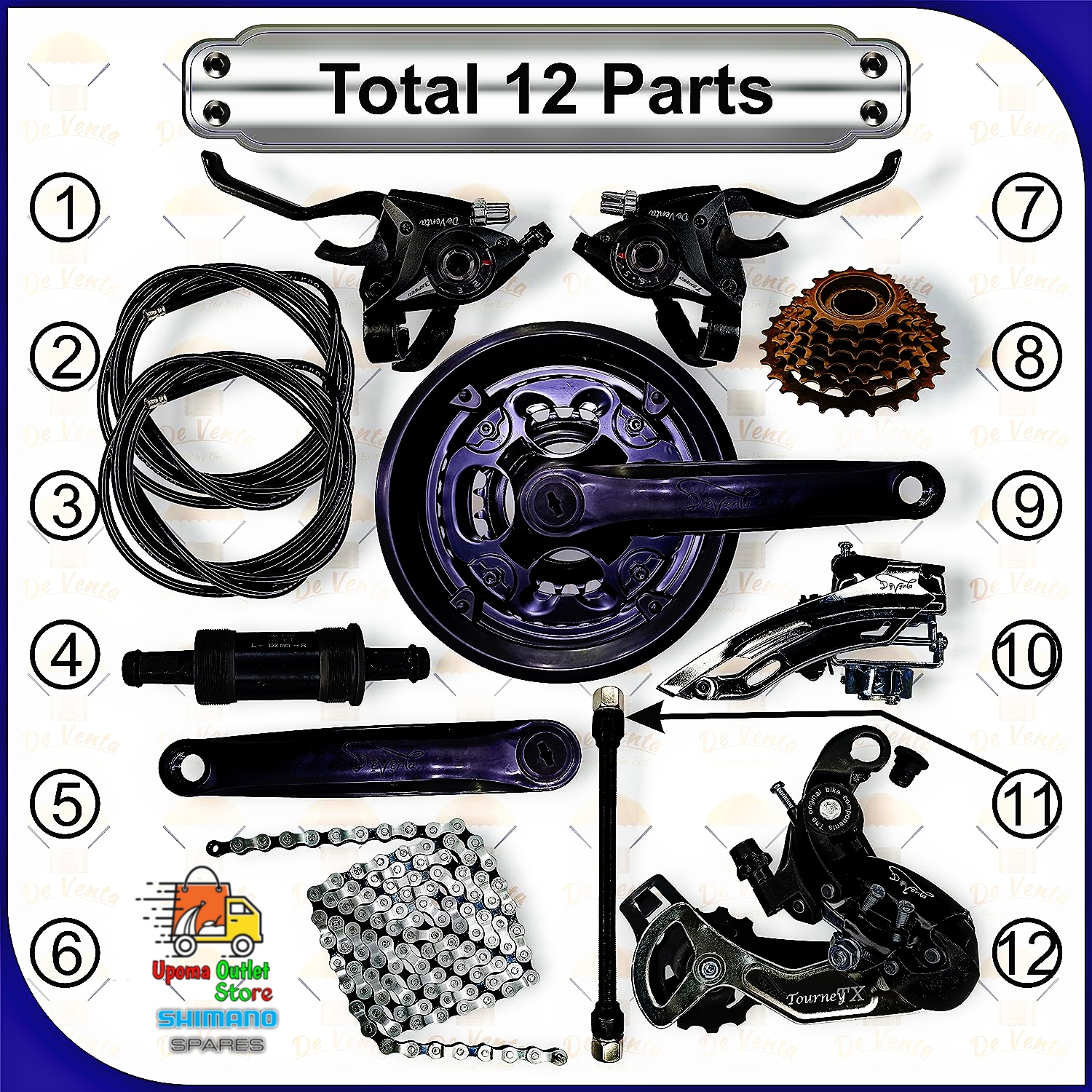 Complete Bicycle Gear Set 21speed, Total 12 Parts  Cycle Gear Kit Set Compatible For All Kind Of Bicycles Upoma Outlet Store. 