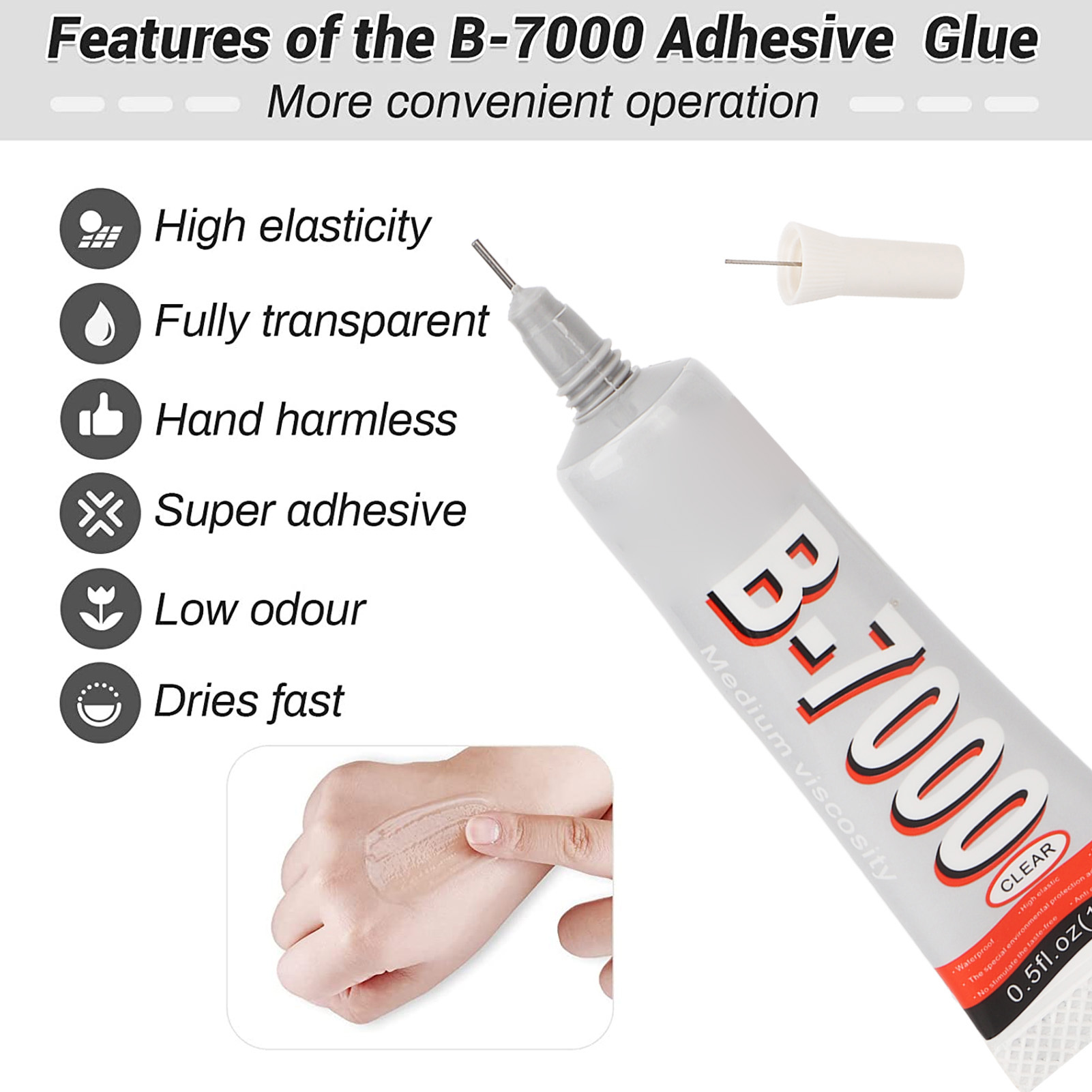 Rhinestone Glue, High Elasticity Watch Repair Glue 15ml Waterproof Sturdy for Craft Lover for Computer. 