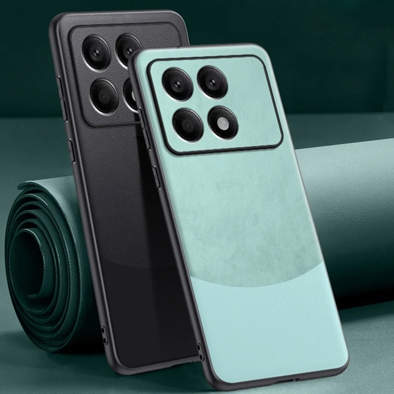 For Redmi K70 Pro Case 360 Degrees Protection Leather Soft Border Anti-fingerprint Color Blocking Design For Redmi K70 Pro Back Cover