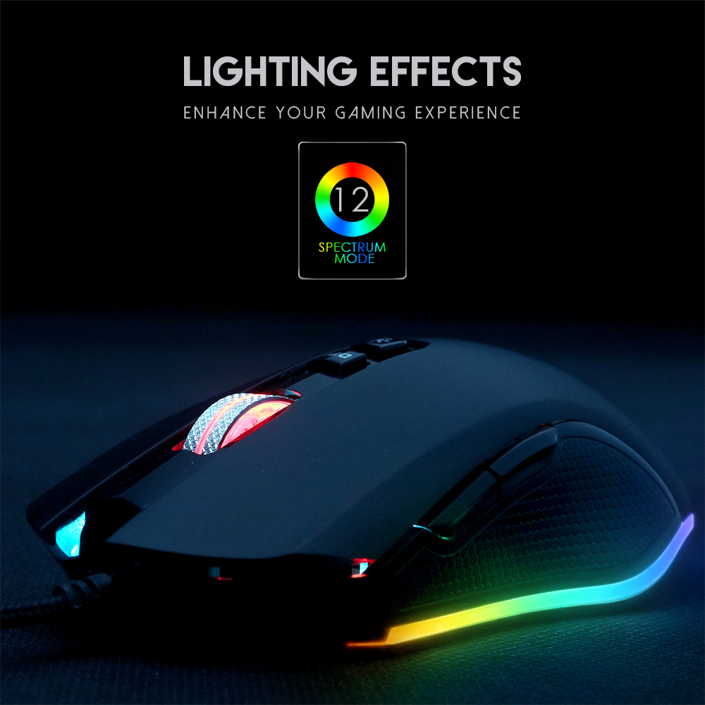 FANTECH ZEUS X5S Gaming Mouse 4800 DPI RGB Wired Mouse USB 6 Button Macro For PUBG CS FPS Mouse Gamer Gaming Computer Mouse. 