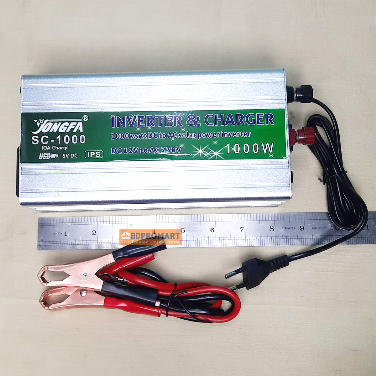 1000w IPS Machine With Battery Charger Full Automatic 1000 Watt DC 12V to AC 220V With 10Amps Battery Charger 4 in 1 (Real Output 600w). 