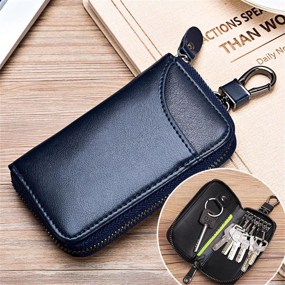 Card Bag Small Key Organizer Mini Key Purse Men's Key Wallet Women's Key Pouch Leather Keychain