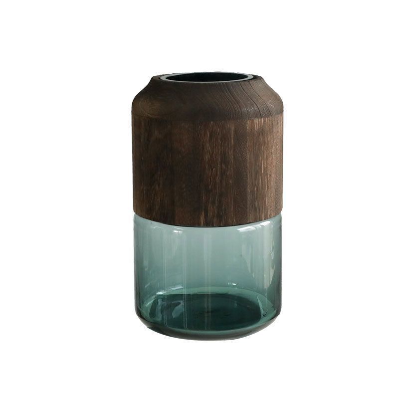 Creative Simple Wooden Pallet Glass Vase Contorted Willow Primary Color Decoration Aquatic Flowers Rose Flower Arrangement in Living Room and Dining Table Decoration. 