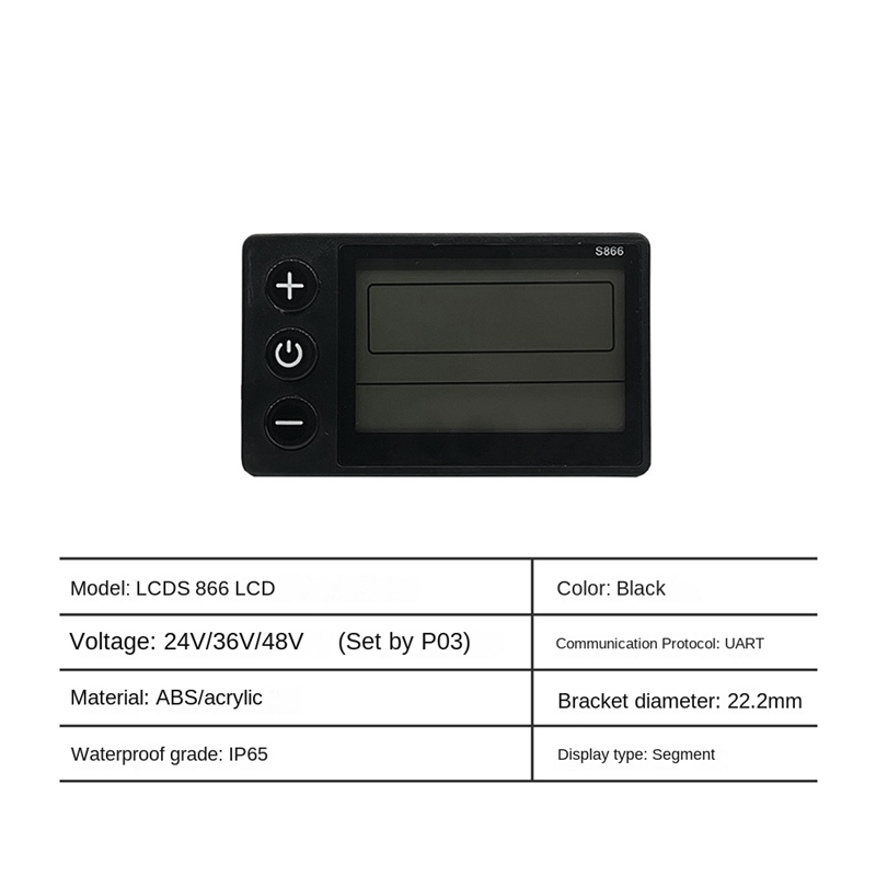 LCD-S866 Electric Bike LCD Display Meter 24V 36V 48V E-Bike Control Panel E-Bike Display Meter with Waterproof Plug Ebike Modification. 